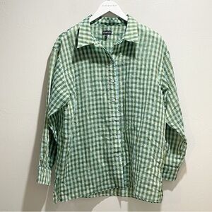 CALLIPYGIAN OPENING CEREMONY Women’s Green Blue Long Sleeve Plaid Shirt Size M